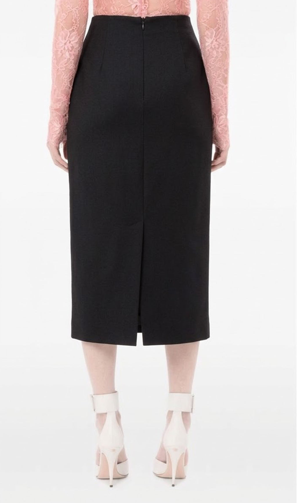 Falda Tubo Negra Midi | Falda Lápiz Elegante con Plisado Lateral