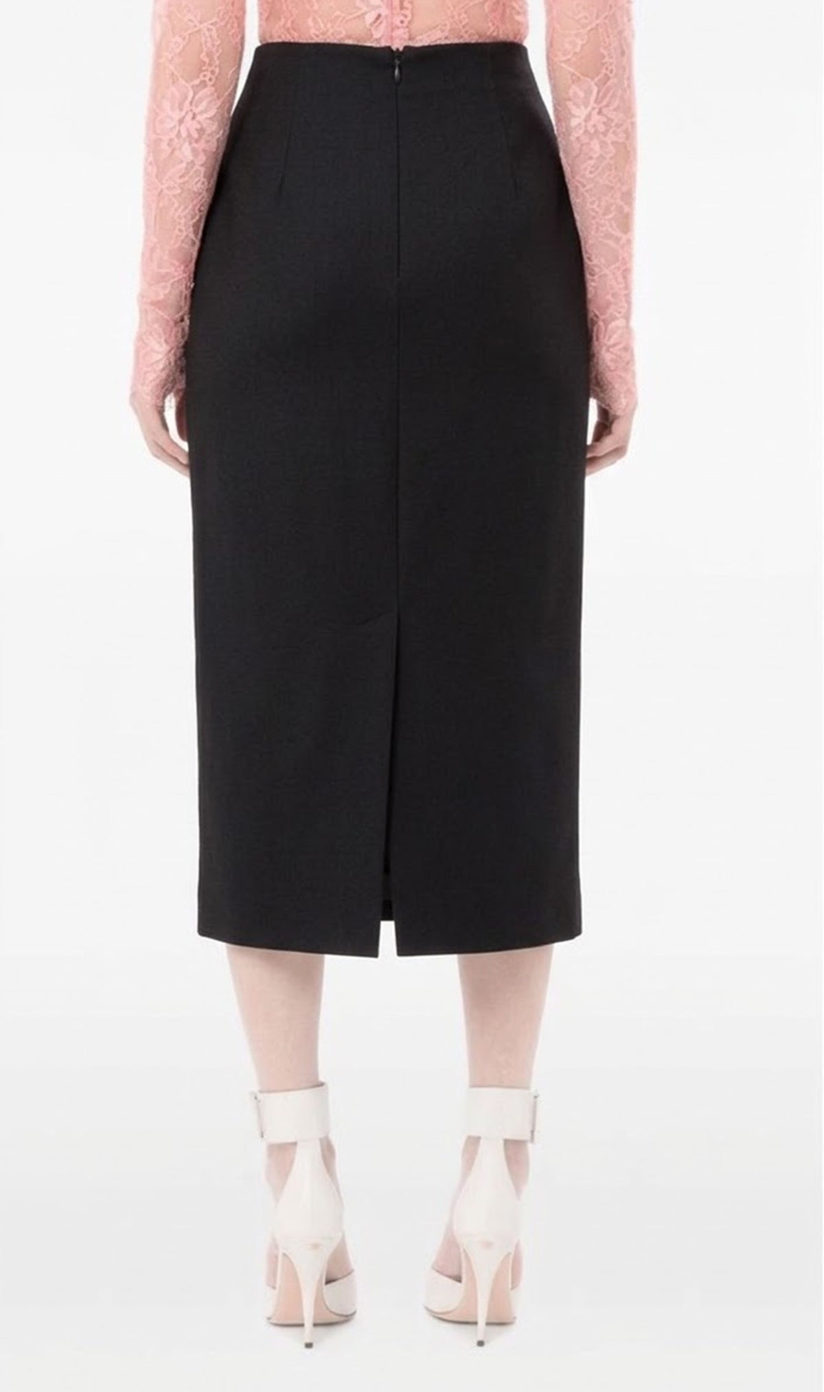 Falda Tubo Negra Midi | Falda Lápiz Elegante con Plisado Lateral