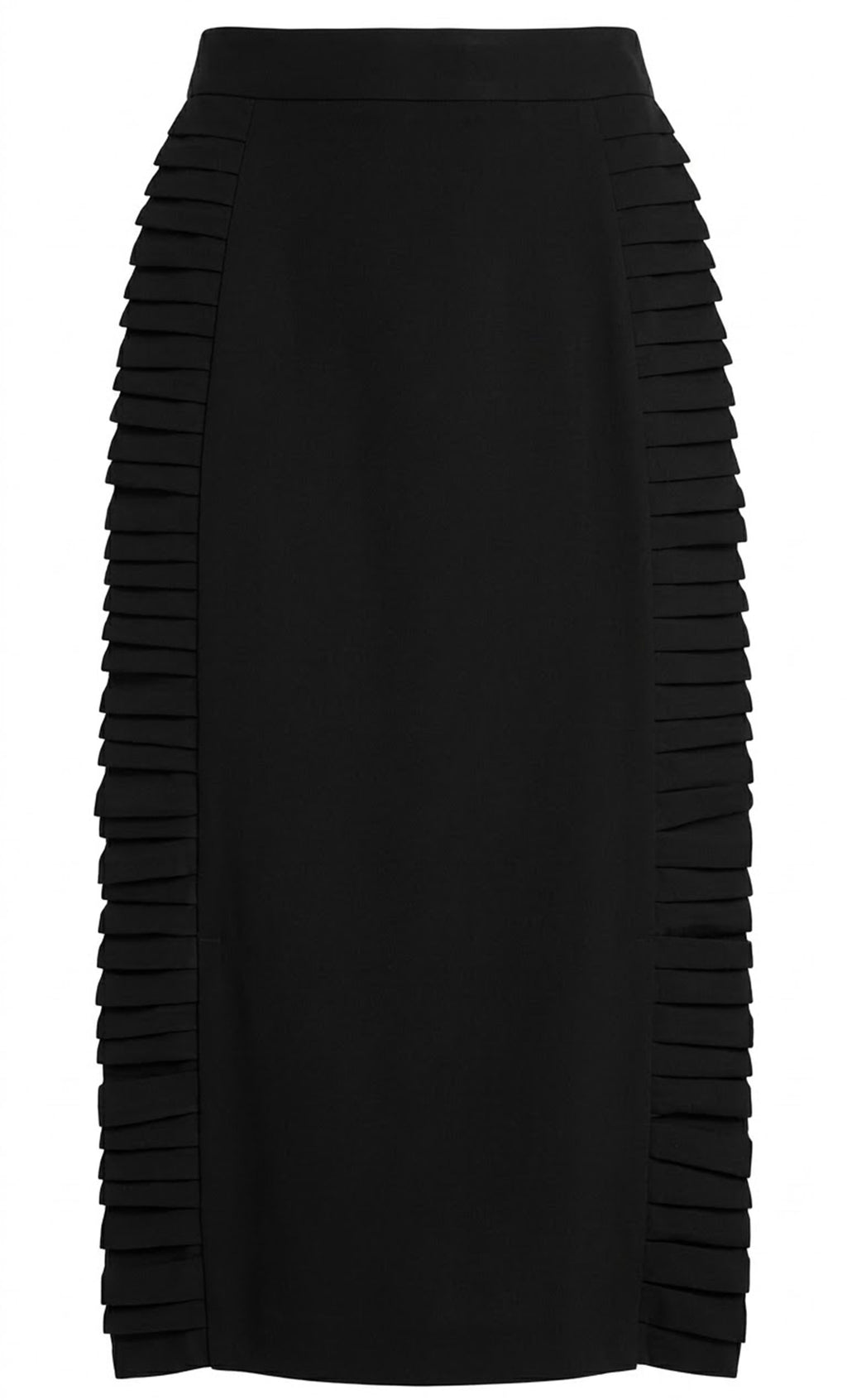 Falda Tubo Negra Midi | Falda Lápiz Elegante con Plisado Lateral