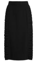 Falda Tubo Negra Midi | Falda Lápiz Elegante con Plisado Lateral